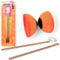 MIJOMA Diabolo Jonglierset – 2 Holzstäbe & weiches Kunststoffdiabolo – Kompaktes Outdoor Spiel für Kinder & Erwachsene – Perfekt für Koordination & Geschicklichkeit (Orange)