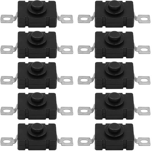 CENPEK 10 Stück selbstsichernder Druckknopfschalter KAN-28 für Taschenlampen, SMD-Typ, Schalter, Minischalter (Flacher Stift mit Loch)