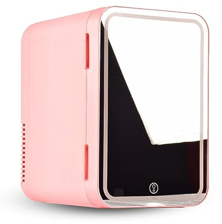 YIHANSS Skin Care Product Refrigerator, With Led Mirror, 8L Capacity Cheap Mini Fridge, Hot And Cold, Car And Home Dual Use Car Fridge, Makeup Fridge For Skincare,Pink (Pink)