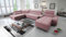 All4All Ecksofa mit Schlaffunktion Margo V 371x221 cm - Schlafsofa mit Bettkasten - Wohnlandschaft in U-Form - XXL Sofa - Seite rechts - Gewebe - Rosa - Modern 26