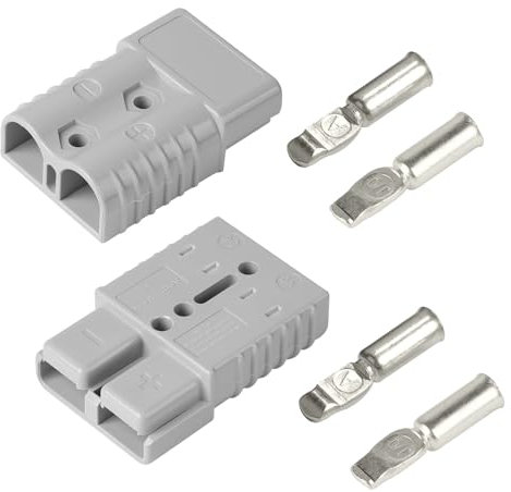 efuturetime 2 Pezzi. Connettore Anderson 175A 600V, Connettore Batteria a Disconnessione Rapida, Connettore ad Alta Corrente per Auto, Roulotte, Barche, Sistemi Solari, Grigio