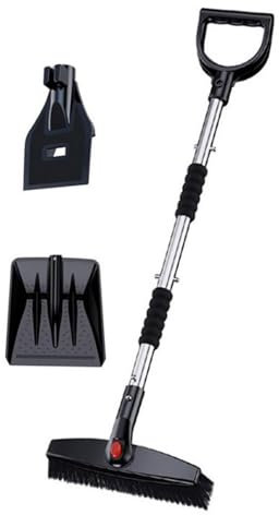 JOCHEN Pala de Nieve 3 en 1, Cepillo para Nieve para Coche, Pala de Nieve telescópica Plegable para Coches, Camiones, Patios, diseño Plegable de 3 Piezas