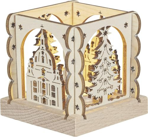 Rudolphs Schatzkiste Teelichthalter Laterne Dresden mit Teelicht Natur BxHxT 7x7x7cm NEU Teelichthalter Teelichtständer