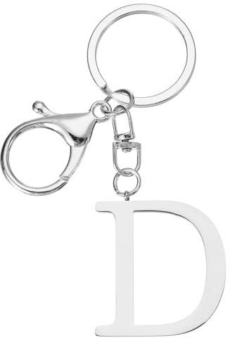 PATIKIL Porte-clés de lettre initiale, Porte-clés de lettre A-Z Porte-clés initiaux Mignons en Métal Alphabet pour Clés Sac à Main Sac à Dos, Argent (D)