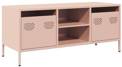 vidaXL Meuble TV Rose 101,5x39x43,5 cm Acier laminé à Froid, Support TV, Buffet TV, Armoire HiFi, Banc TV, Armoire en métal, Meuble multimédia