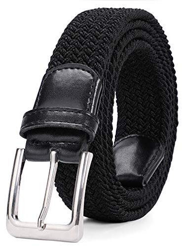 VONMELLI Cintura Elastica Uomo Intrecciata Cintura Uomo in Tessuto Cintura Elasticizzata Regolabile per Uomo e Donna Casual Cinture Da Uomo Vintage Cintura Da Golf per Jeans Nero S