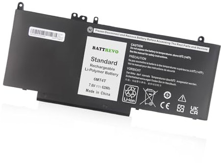 BATTREVO 62WH 6MT4T Batterie pour Dell Latitude E5470 E5570 E5270 Precision 15 3510 Mobile Workstation WYJC2 VMKXM 7V69Y TXF9M 0C1P4 79VRK 07V69Y 451-BBTW 451-BBUN 451-BBUQ 535NC HK6DV