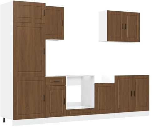 vidaXL 7-TLG. Küchenschrank-Set Porto Braun Eichen-Optik Holzwerkstoff