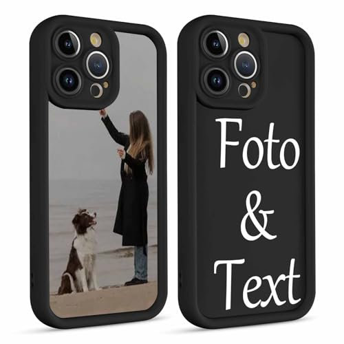 Xylota Personalisierte Handyhülle für iPhone 15 Pro Max 6,7'', Personalisiert Hülle mit Selbst Gestalten Eigenem Bild Text Foto Schutzhülle, Individuelle Design Case für iPhone 15 Pro Max,Schwarz