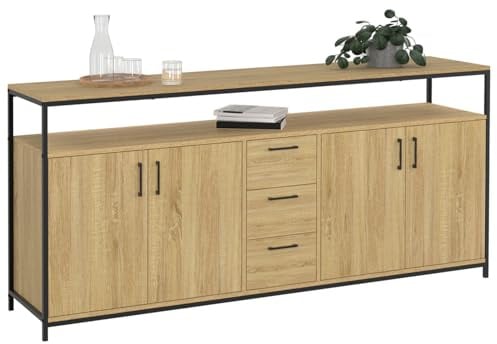 IDMarket - Lowboard 180 cm Detroit XXL 4 Türen und Schubladen Industriedesign