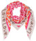 Damen Musselin Halstuch Made in Italy mit Leo Love Happy– Leichtes Dreieckstuch für Frühling & Sommer, Baumwolle, ca.195x85 cm (Love Beige Orange Pink)