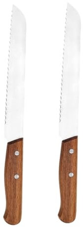 GRADENEVE 2pièces Couteaux à Acier Avec Acacia De Couteau à Dents Pour Trancher Fait Maison Et Gâteaux Ustensile De Cuisine Pour De