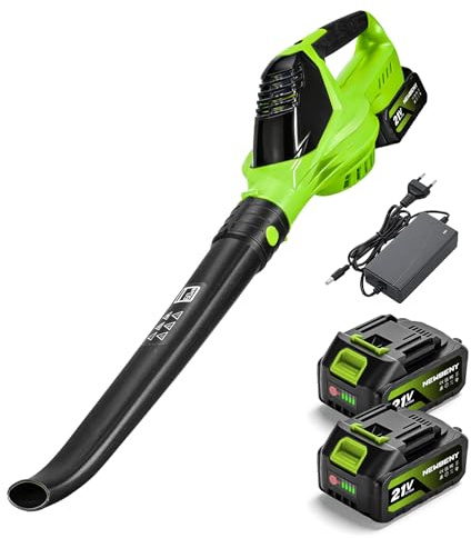 NewBeny Souffleur de Feuilles sans Fil avec 2 Batteries 3000 mAh et Chargeur, 223 MPH & 282 CFM Souffleurs de Feuilles pour Un Nettoyage sans Effort dans Le Jardin, la Terrasse et l'Allée