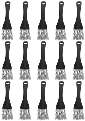 Abaodam 15pcs Bird Cage Cleaning Brush with Long Handle Ergonomic Grip Wire Scraper Heads for Stubborn Droppings Removal Pet Cage and Parrot Perch Cleaner Multipurpose Grill Scraper Tool