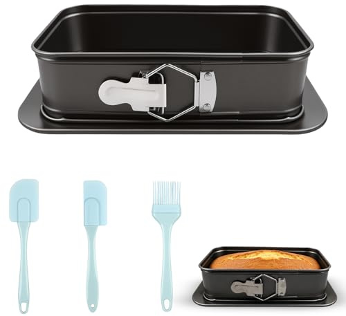 Moule a Gateau, Moule a Charniere, Moule Cheesecake, Acier Au Carbone, Rectangulaire, Revêtement Antiadhésif, Étanche, Utilisé Pour Faire Des Gâteaux, Tiramisu, Famille, Anniversaire, Fête (Noir)