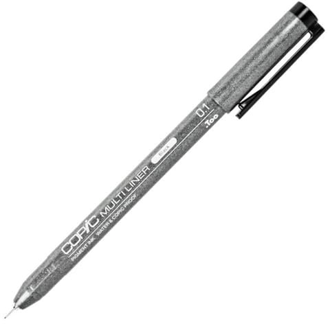 COPIC Multiliner 0,1 mm, Black, Fineliner mit einer feinen Spitze und wasserbeständiger Pigmenttinte