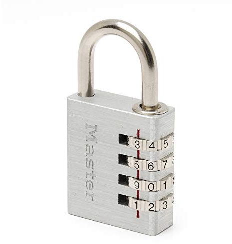 Master Lock 7640EURD Candado con combinación personalizable y cuerpo de aluminio, Gris, 4 x 7.8 x 1.5 cm