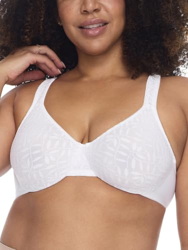 Olga womens Sheer Leaves Underwire Minimizer bras, White, 38D US