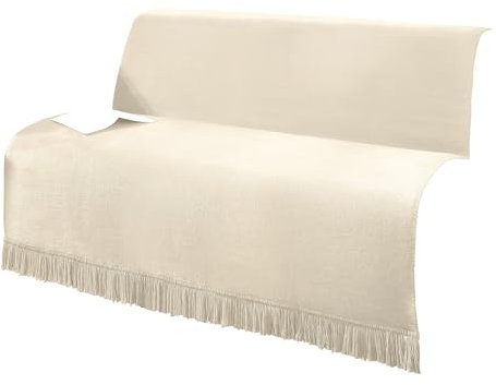 Erwin Müller Sofaüberwurf, Sofaläufer, Sesselschoner Natur Größe 100x200 cm - anschmiegsam, temperaturausgleichend, mit Fransen - (weitere Farben, Größen)