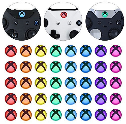 eXtremeRate Adesivo Pulsante Home per Xbox Series X/S,Sticker Tasto LED Adesivi per Xbox One Standard/X/S/Elite/Elite Series 2 Controller-40 Pezzi in 8 Colori