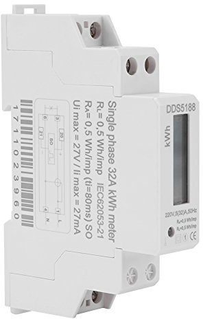 Estink Digitaler Stromzähler 5 32A, 220V, DIN Schiene | Energiemessgerät, einphasig, für Verteilerschränke, LCD-Anzeige, zur Verbrauchsmessung