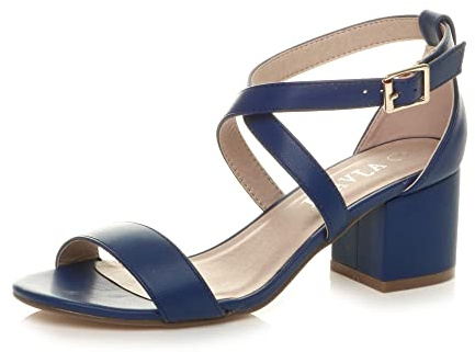 AJVANI mid low block heel cross straps party strappy sandals size 5 38