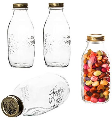 Bormioli Rocco 4er Set Weithalsflasche Quattro Stagioni 1000ml
