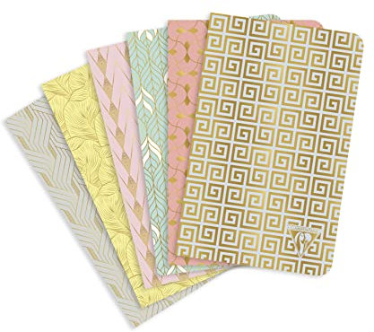 Clairefontaine 193006C - Packung mit 6 Notizbücher Neo Deco Kollektion Frühling-Sommer, 11x17cm 48 Blatt liniert, 90g, Motive sortiert, 1 Pack