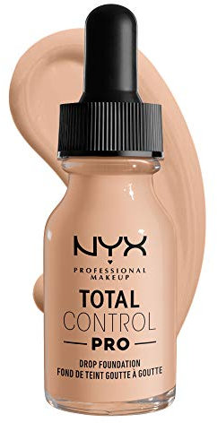 NYX Professional Makeup Total Control Pro Drop Foundation, Flüssiges Make up, Individuelle und aufbaubare Deckkraft, Vegane Formel, True-to-Skin Finish, 13 ml, Farbton: Light