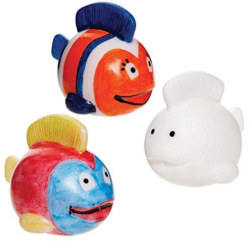 Baker Ross FE327 Tropische Fische Badewannentiere zum Bemalen - 6er Pack, Kleine Badewannen Spielzeuge zum Wasser spritzen und Basteln