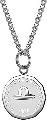HIJONES Herren Edelstahl Runde Münze Konstellation Halskette Sternzeichen Anhänger mit Kette