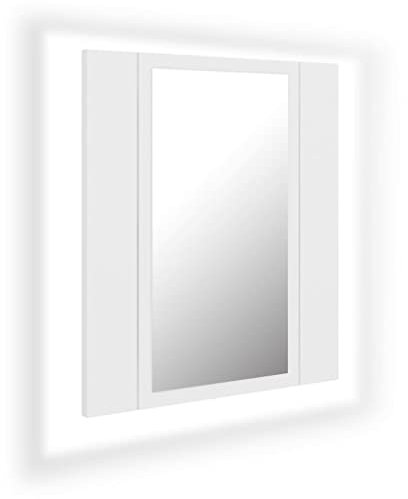 vidaXL LED Bad Spiegelschrank Badezimmerspiegel Badspiegel Spiegel Badschrank Badezimmerschrank Hängeschrank Wandschrank Weiß 40x12x45cm Acryl