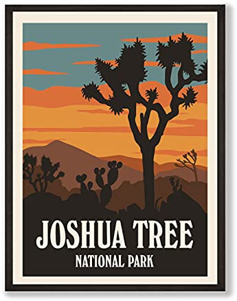 HerZii Prints Joshua Tree National Park Poster & Drucke Vintage National Parks Poster | Natur Wandkunst Dekor | Bergreise Poster (30,5 x 40,6 cm, ungerahmt)