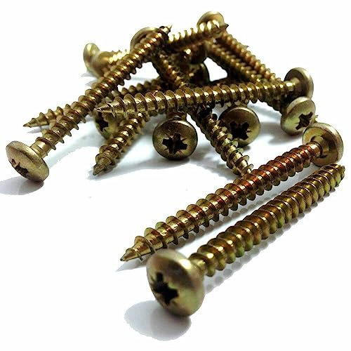 Wood Screws Yellow Zinc-Plated Pozidrive PS2 Dome Head (4 x 40mm - 100pcs)