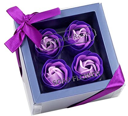 SpirWoRchlan Soap Flower Soap Rose Flowers Gift Box Charming Purple