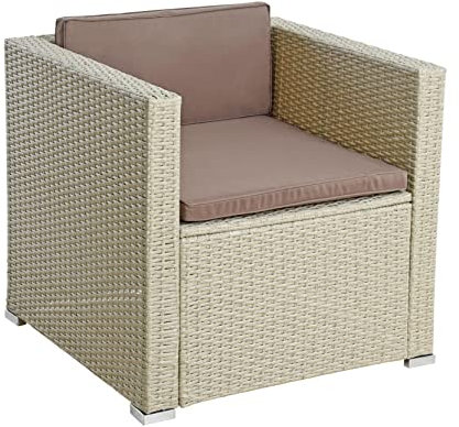 ESTEXO Polyrattan Gartensessel Loungesessel Rattan Lounge Sessel Gartenstuhl Stuhl (Beige)