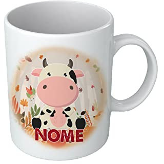 Tazza Bambino Mucca - Nome Personalizzabile - Mucca - Toro - Animali Simpatici - Tazze con Nome - Bambino - Idea Regalo