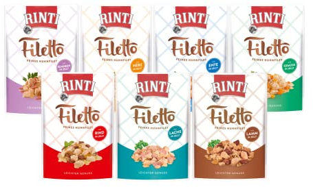 RINTI-Filetto Mix 28x100g (Bundle) | Nassfutter für Hunde im Frischebeutel | Proteinreiche Vollnahrung mit nur 3-4% Fett | Für Sensible Hunde, ältere Hunde oder Hunde mit Gewichtsmanagement