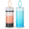 Vicloon Distributeur de lait en poudre pour bébé, 2PCS Portable 4 Compartiments Boîte Doseuse à Poudre de Lait, pour le voyage et les activités de plein air, Gris & Rose + Bleu