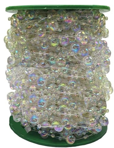 Perlengirlande,60m Perlenband Perlenkette Deko Perlenschnur mit Angelschnur für DIY Basteln Tischdeko Braut Haarschmuck Ohrringe Halskette Brautstrauß Weihnachten Party Perlenhochzeit Deko,Bunt