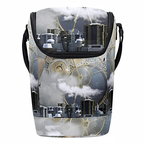 Leichte, große Lunch-Tasche, Uhr, Ballon, Stadt, wiederverwendbare Lunchbox für Damen und Herren