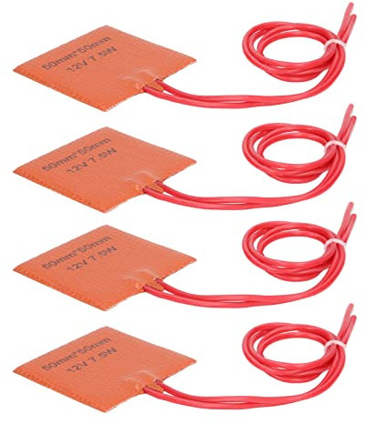 4Pcs Heat Mat, Drum Heat Pad Silicone Heater Pad Warmer 12V 7.5W 120 to 150℃ 50x50mm for Pipeline Barrel, Plant Germination Heating Mats