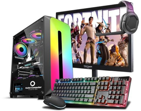 PC Gaming Computer Fisso Desktop Completo GeForce 4GB GDDR5 - Tastiera - Mouse - Cuffie - Windows 11 PRO - WiFi USB - HDMI (Ram: 32 GB - Ssd: 1 TB, Monitor 27)