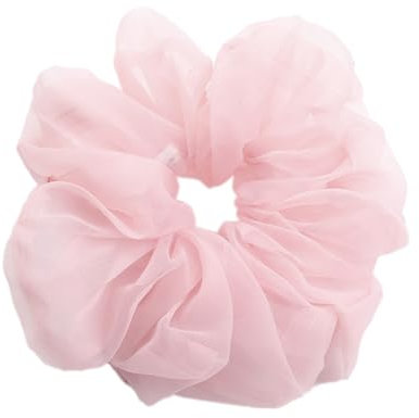 3 elastici per capelli in chiffon, in organza, per capelli, per ragazze, donne, colore rosa chiaro A