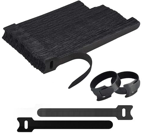 100Pezzi Fascette Cavi, Fascette Cavi Riutilizzabili, Regolabili Fascette per Cavi in 3 Diverse Lunghezze-180mm/150mm/100mm, Fascette Riutilizzabili per Organizzazione dei Cavi a Casa e in Ufficio