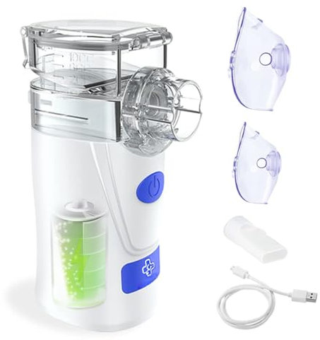 Aerosol Portatile, Ricaricabile, Aerosol Ultrasuoni Silenzioso per Malattie Respiratorie Efficace, Aerosol per Bambini e Adulti