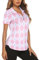 Gemulate Women's Polo Shirts for Women Ladies Short Sleeve t Shirts Floral Polo Shirt Golf Tennis Zip Up Workout Tank Tops Pink S