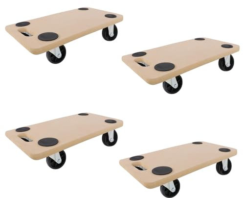 Aufun Lot de 4 Planches à Roulettes Antidérapantes 58 x 29 cm pour Transport et Déménagement avec Patins en Caoutchouc et Ateliers