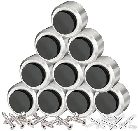 PLURI - Premium Türstopper Wand Edelstahl [10er Set] - GRATIS Befestigungsmaterial, Wand-Puffer Gummi-Puffer, Tür-Puffer, Door-Stopper Tür-Griff, Wand-Schutz Tür-Klinke, Wand-Stopper Wand-Montage