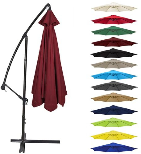Canopy Cover 200CM 2.7M 300CM (6 Arms/8 Arms) Umbrella Replacement Cloth Cantilever Parasol Top Fabric Cover UV Protective(Color:Burgundy,Size:8 ribs-3m(9.8ft))